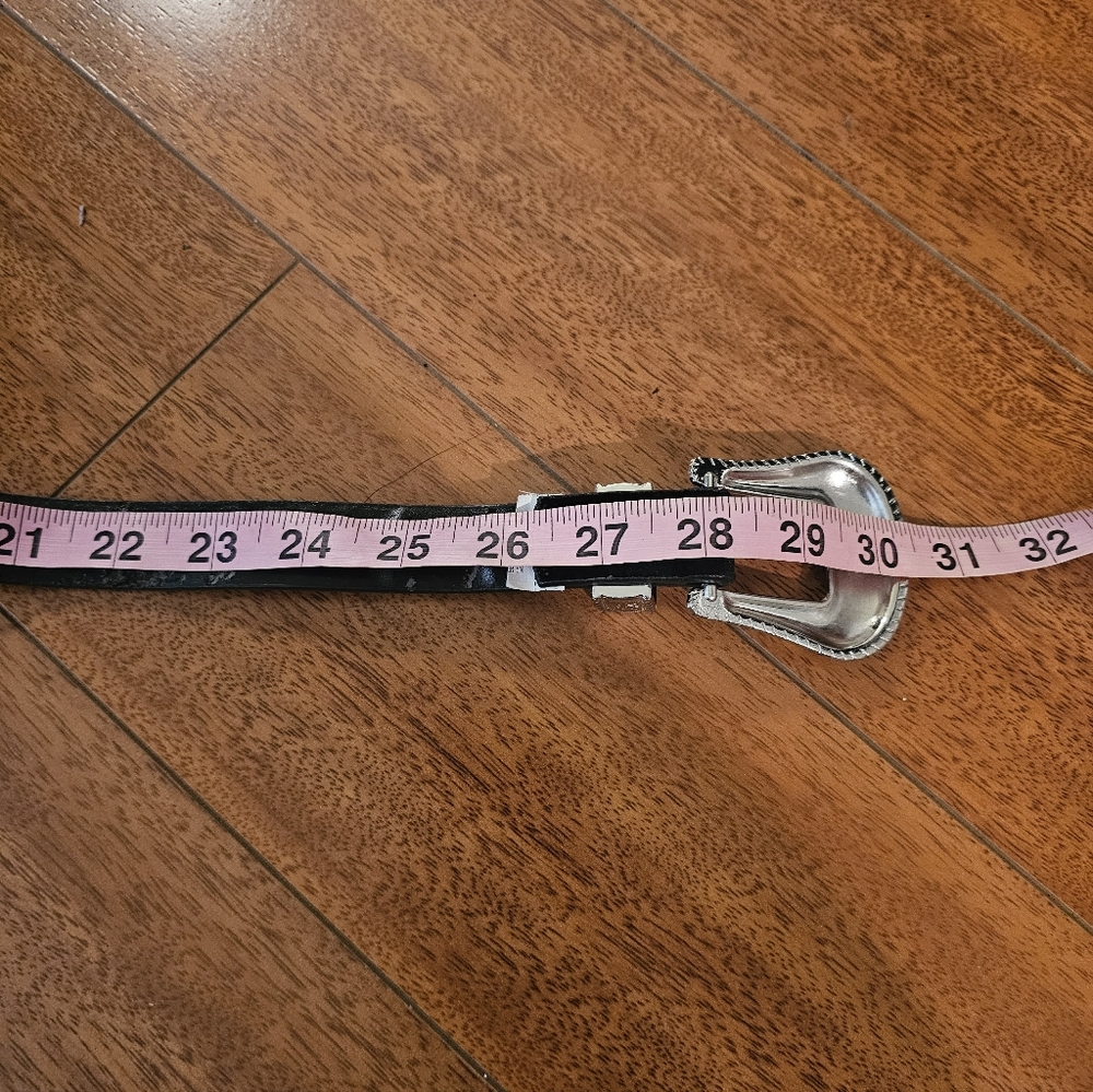 Zara Western Style Black Belt with Silver Double Buckles - Picture 15 of 16